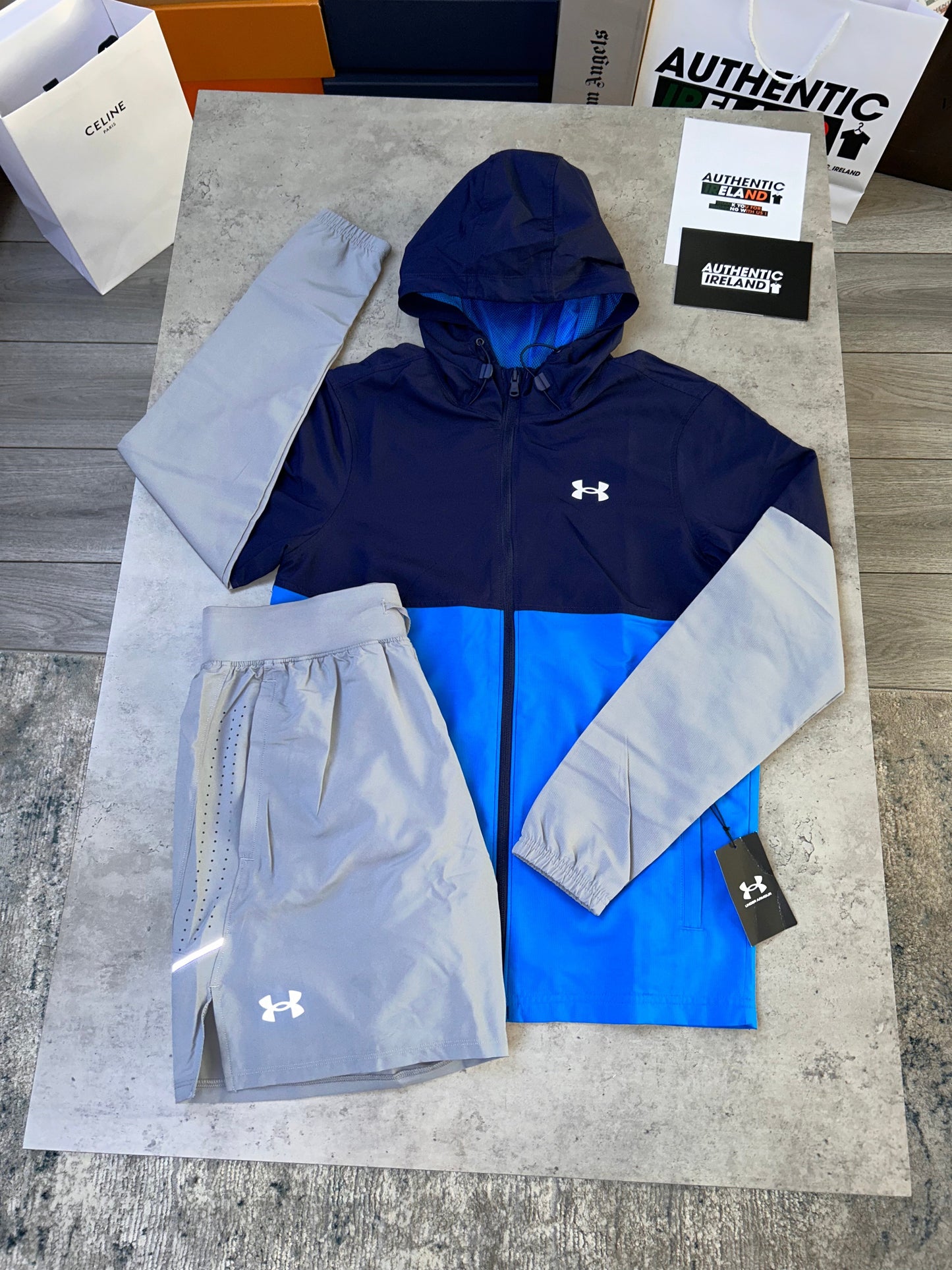 UNDER ARMOUR WINDRUNNER SET - BLUE/GREY/NAVY