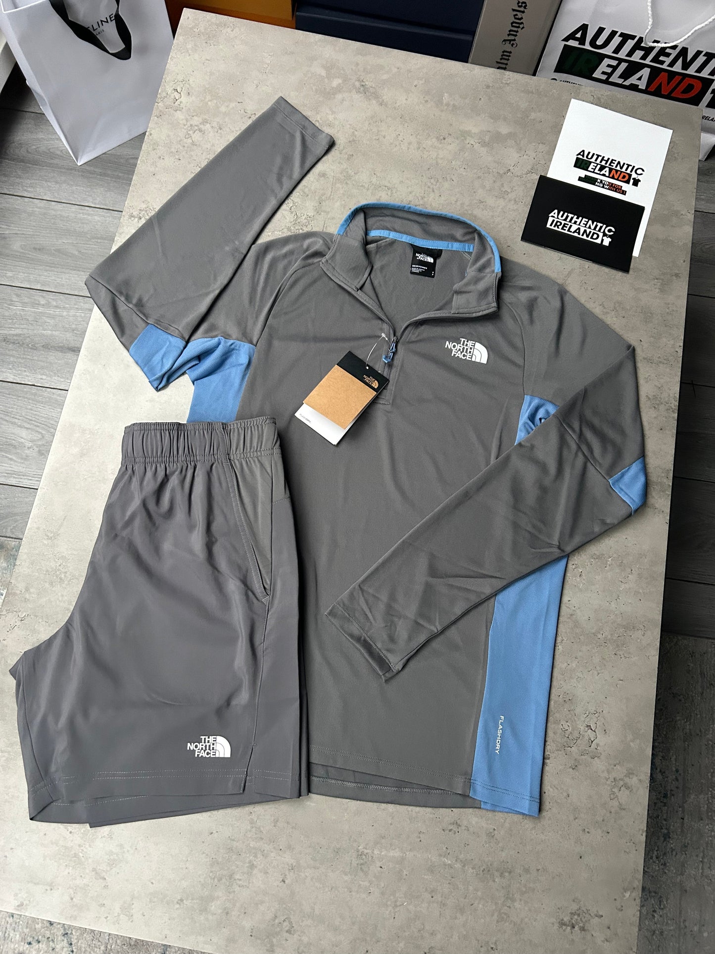 THE NORTH FACE 1/4 ZIP SET - SLATE GREY/SKY BLUE