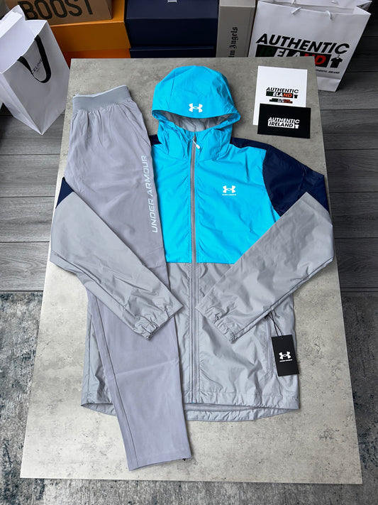 UNDER ARMOUR WINDRUNNER TRACKSUIT - AQUA/GREY/NAVY