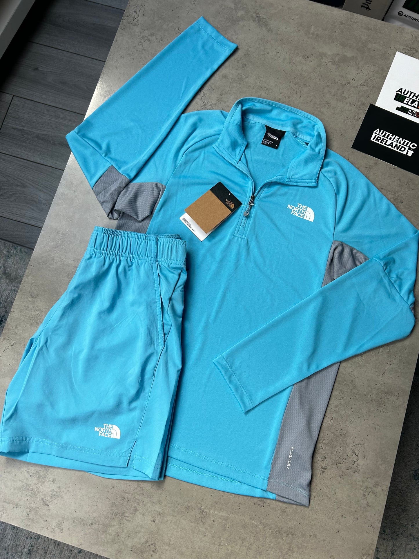 THE NORTH FACE 1/4 ZIP SET - BABY BLUE/GREY